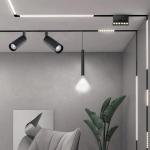 Suspension Magnétique LED 12W 48V Noir 4000K Ø40x300mm