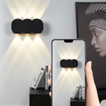 Applique Mural LED Double Faisceau 6* 1W IP65 Noir 3000k Taille 155 * 80 * 35 mm