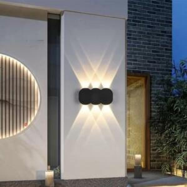 Applique Mural LED Double Faisceau 6* 1W IP65 Noir 3000k Taille 155 * 80 * 40 mm