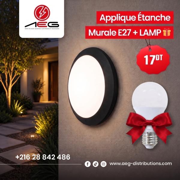 Applique Étanche Murale avec Lampe E27 Extérieur noir