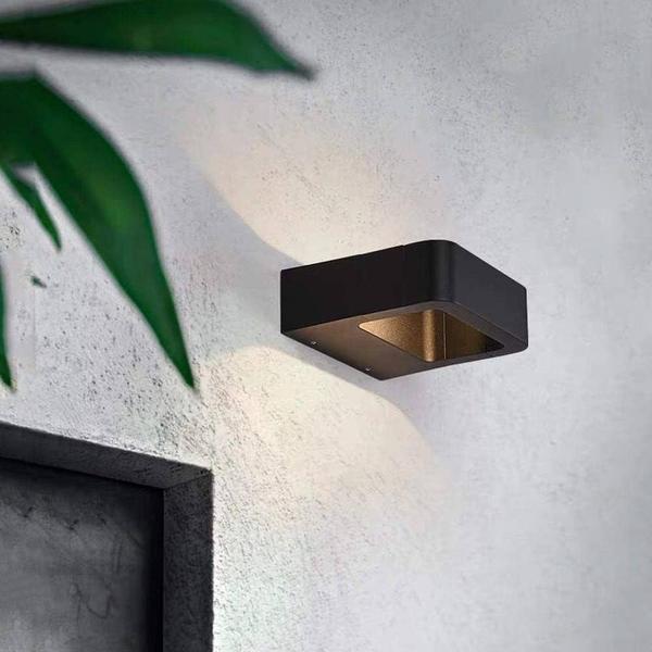 Applique Mural LED Rond/Carré 5W IP65 Noir 3000k Taille Ø125 * 148 * 45 mm