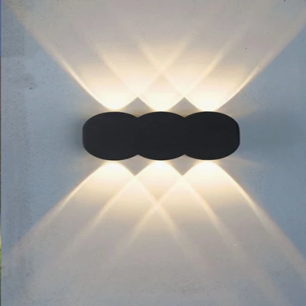 Applique Mural LED Double Faisceau 6* 1W IP65 Noir 3000k Taille 155 * 80 * 35 mm