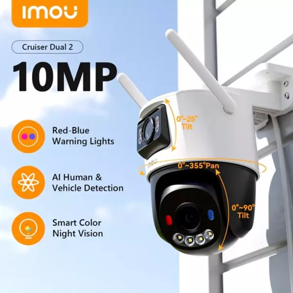 Caméra de Surveillance Wifi Imou Cruiser Dual 2 10MP IPC-S7XEP-10M0WED – Double Objectif PTZ IP66