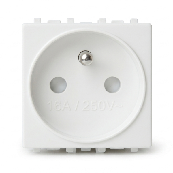 Prise 2P+T 16A Standard Français 7430 – 16A/250V Blanche