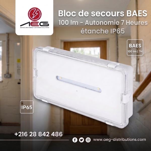 Bloc de Secours BAES 100 lm – Autonomie 7 Heures
