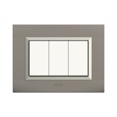 PLAQUES NOVA 45 RECTANGULAIRE ARGENT OPAQUE AVEC CADRE CHROME 3 MODULES