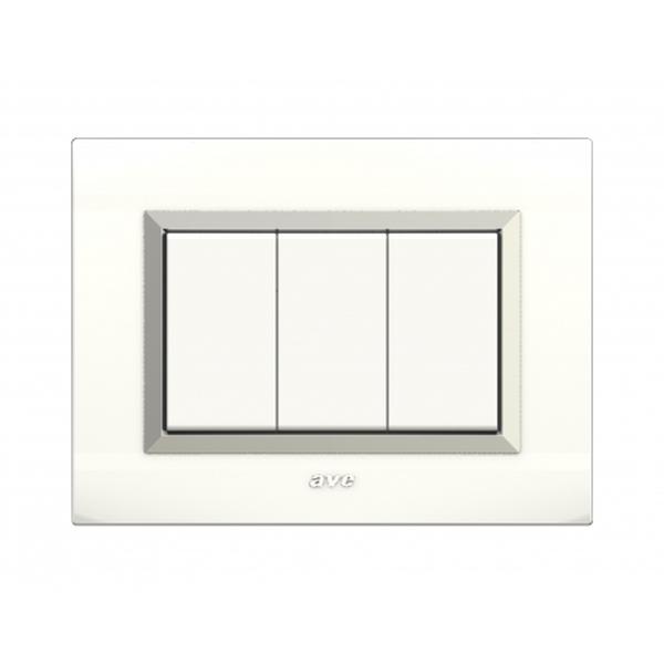 PLAQUES NOVA 45 RECTANGULAIRE BLANC AVEC CADRE CHROME 3 MODULES