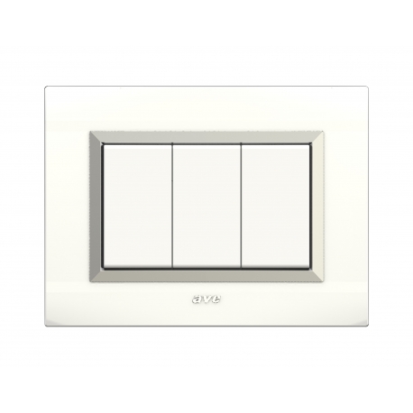 PLAQUES NOVA 45 RECTANGULAIRE BLANC AVEC CADRE CHROME 3 MODULES