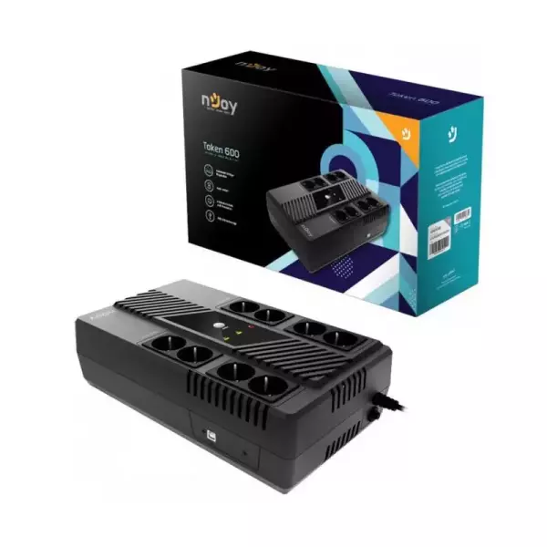 Onduleur nJoy TOKEN 600 Line-Interactive – 600VA / 360W, HID USB, 8 prises