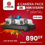 Pack 4 Caméras Hikvision ColorVu (3K) + DVR 5MP