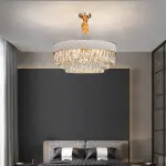 Lustre luxe en cuir et cristal moderne