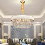 Lustre luxe en cuir et cristal moderne